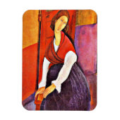 Jeanne Hebuterne in een rode sjaal door Modigliani Magneet (Verticaal)
