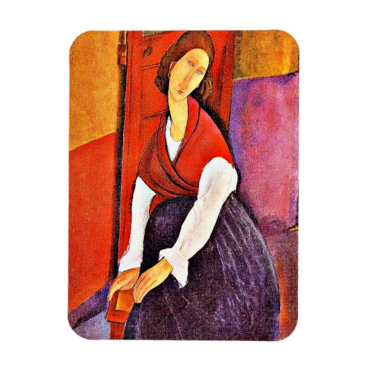 Jeanne Hebuterne in een rode sjaal door Modigliani Magneet (Verticaal)