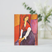 Jeanne Hebuterne in een rode sjaal van Modigliani Feestdagenkaart (Staand voorkant)