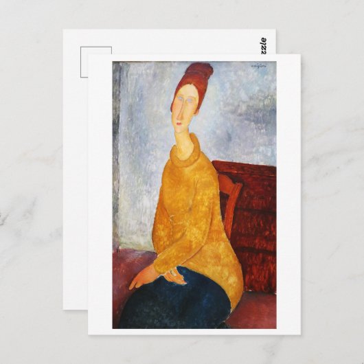 Jeanne Hebuterne in gele trui, Modigliani Briefkaart (Voorkant / Achterkant)