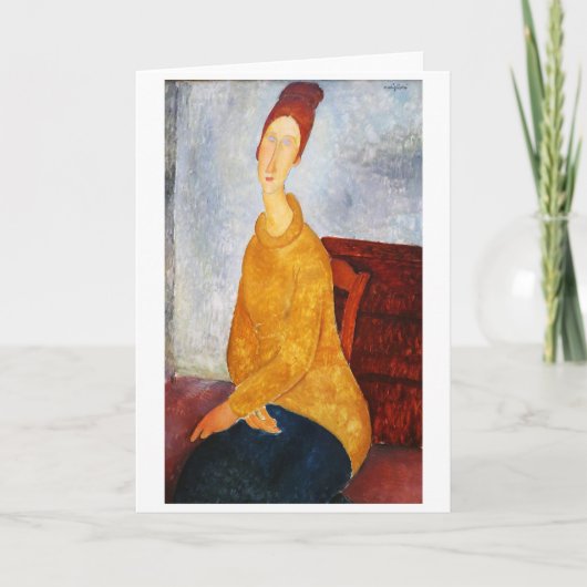 Jeanne Hebuterne in gele trui, Modigliani Kaart (Voorkant)