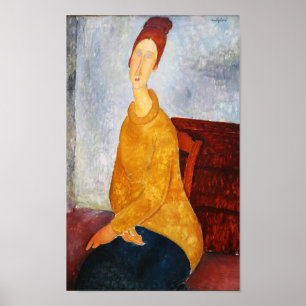 Jeanne Hebuterne in gele trui, Modigliani Poster