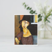 Jeanne Hebuterne met Pet en Ketting, Modigliani Briefkaart (Staand voorkant)