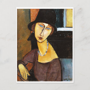 Jeanne Hebuterne met Pet en Ketting, Modigliani Briefkaart