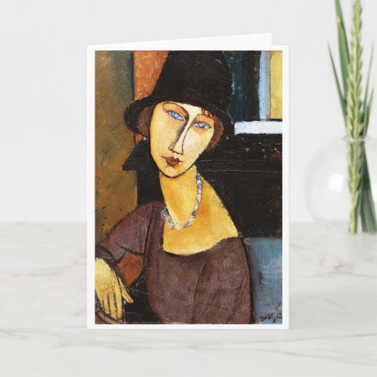 Jeanne Hebuterne met Pet en Ketting, Modigliani Kaart (Voorkant)