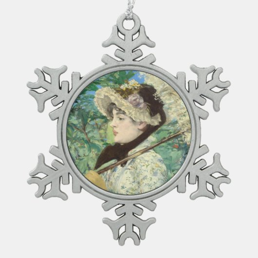 Jeanne (Lente) Edouard Manet Tin Sneeuwvlok Ornament (Voorkant)