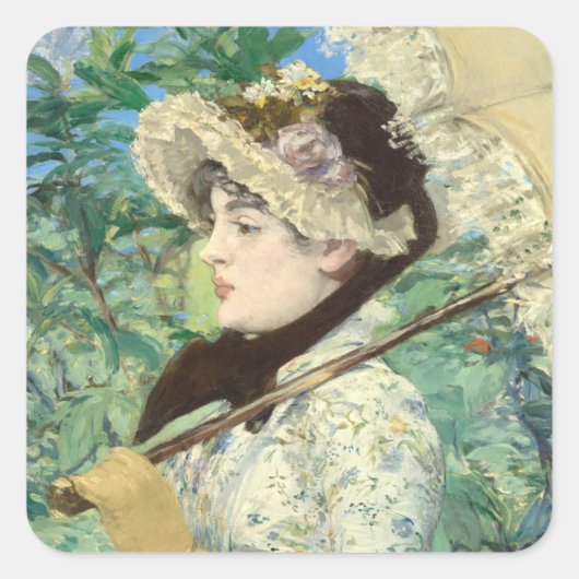 Jeanne (Lente) Edouard Manet Vierkante Sticker (Voorkant)