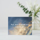 Jeanne of Arc Quote met Blue Sky Wolken Briefkaart (Staand voorkant)