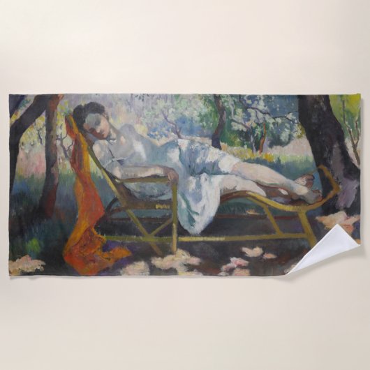 Jeanne rust in een prachtige mediterrane tuin strandlaken (Voorkant)