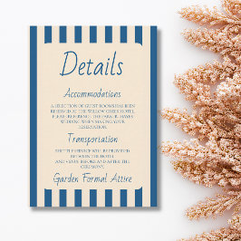 Jeans Blauw & Ivoor Strepen Retro Minimalistische Informatiekaartje