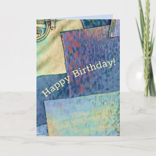 Jeans & Blue Jean patches van stoffen vierkanten Kaart (Voorkant)