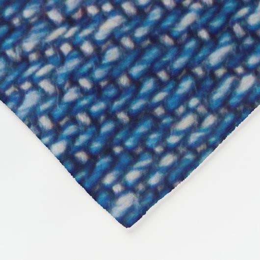 Jeans fabric denim structuur blauw fleece deken (Hoek)