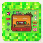 Jeans games pixel art. kartonnen onderzetters (Voorkant)