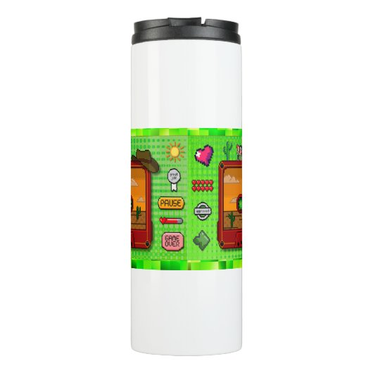 Jeans games pixel art. thermosbeker (Achterkant)