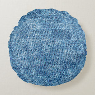 Jeans in zure was blauw. Denim-achtergrond, textuu Rond Kussen