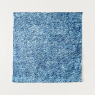 Jeans in zure was blauw. Denim-achtergrond, textuu Wandkleed
