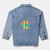 Jeans jas met uniek yoga-geïnspireerd design denim jacket (Achterkant)
