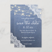 Jeans Lace & String Lichten sparen Datum V2 Save The Date (Voorkant / Achterkant)