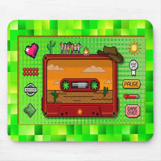 Jeans pixel art mousse rug. muismat (Voorkant)