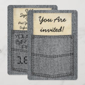 Jeans Pocket Birthday Party - Uitnodigingen (Voorkant / Achterkant)