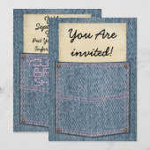 Jeans Pocket Bridal Shower Invitations Kaart (Voorkant / Achterkant)