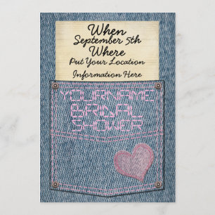 Jeans Pocket Bridal Shower Invitations Kaart