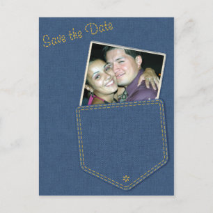Jeans Pocket Denim Save the Date Briefkaart