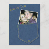 Jeans Pocket Denim Save the Date Briefkaart (Voorkant)