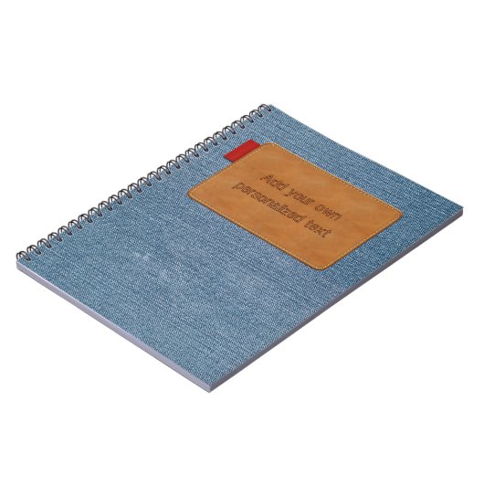 Jeans Textuur met  leder Label Notitieboek (Linkerzijde)