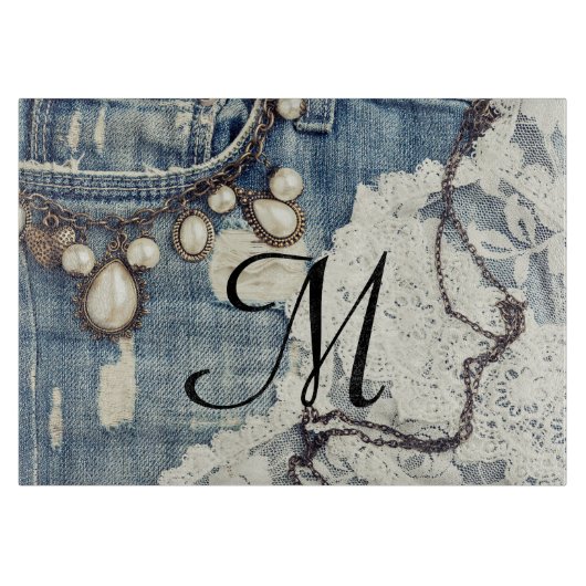  Jeans Victori Monogram Glassnijplank Snijplank (Voorkant)