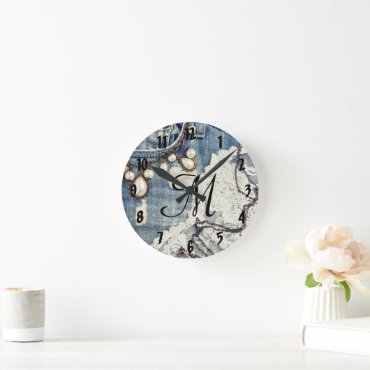  Jeans Victoria Monogram Initialen wandklok (Huis)