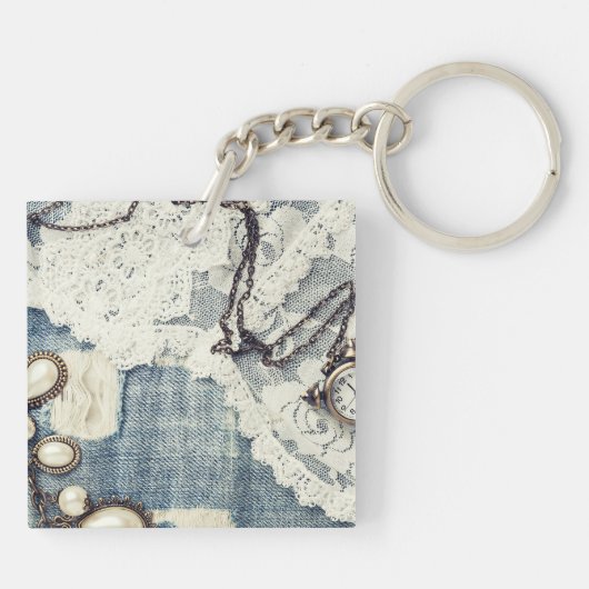  Jeans Victoriaans Lace Pocket Watc Sleutelhanger (Achterkant)