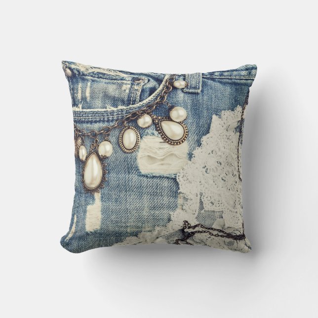  Jeans Victoriaans loopgrap Kussen (Voorkant)