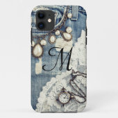  Jeans Victoriaans Monogram IPHONE 5 Hoesje (Achterkant)