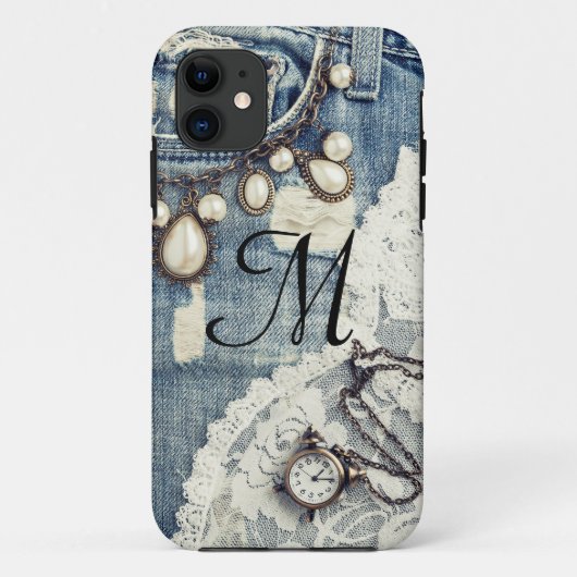  Jeans Victoriaans Monogram IPHONE 5 Hoesje (Achterkant)