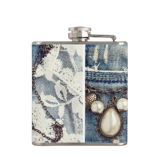  Jeans Victoriaans Monogram Whiskey Flask Heupfles (Achterkant)