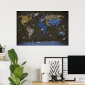 Jeans Wereldkaart Poster (Thuiskantoor)