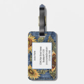 Jeans zonnebloem bagagelabel (Achterkant verticaal)
