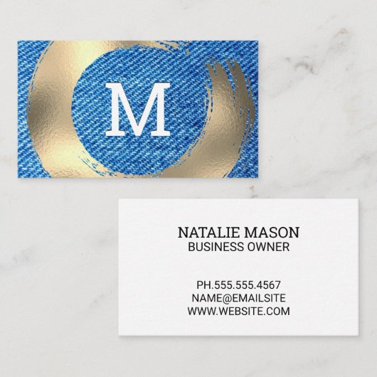 Jeansstructuur | goudgeborsteld visitekaartje (Voorkant / Achterkant)