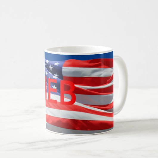 Jeb Running President USA, Amerikaanse vlag, Mok (Voorkant rechts)