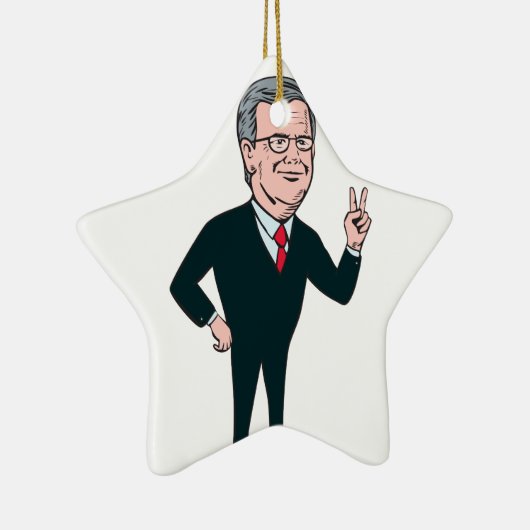 Jeb Struik Republican Candidate 2016 Cartoon Keramisch Ornament (Rechts)