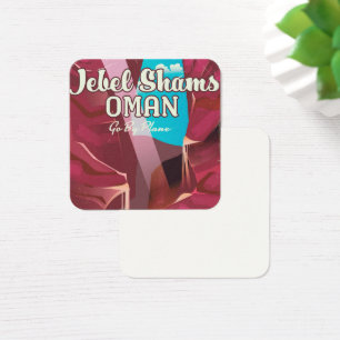 Jebel Shams, Oman vintage poster. Vierkante Visitekaartjes