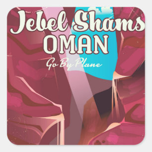 Jebel Shams, Oman vintage reisposter. Vierkante Sticker
