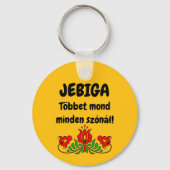 JEBIGA Többet mond minden szónál! sárga kulcstartó Sleutelhanger (Voorkant)