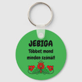 JEBIGA Többet mond minden szónál! zöld kulcstartó Sleutelhanger (Voorkant)