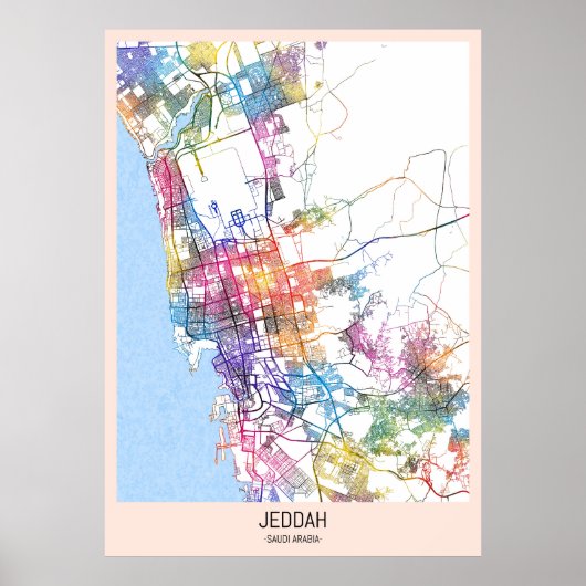Jeddah Saoedi-Arabië Stadsplattegrond Poster (Voorkant)