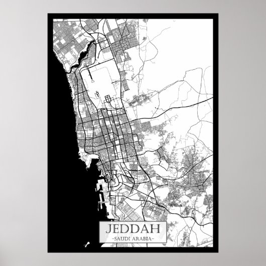 Jeddah Saudi-Arabië Kaart Poster (Voorkant)