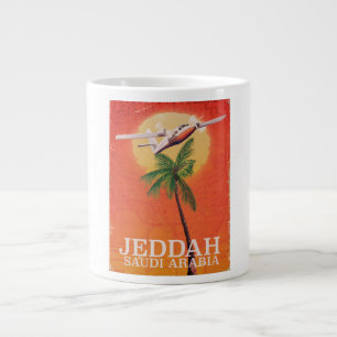 Jeddah Saudi-Arabië  kaart reisposter. Grote Koffiekop