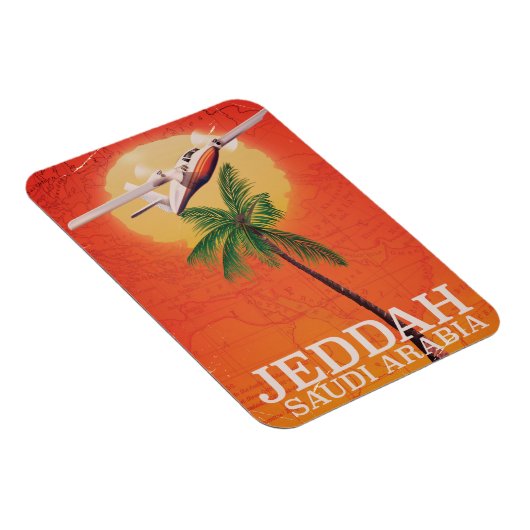 Jeddah Saudi-Arabië  kaart reisposter. Magneet (Rechterzijde)