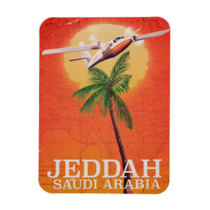 Jeddah Saudi-Arabië  kaart reisposter. Magneet